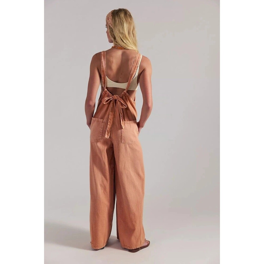 Free People We The Free Freebird Jumpsuit Dress Wide Leg Cotton Cozy S 288975 - Picture 5 of 9